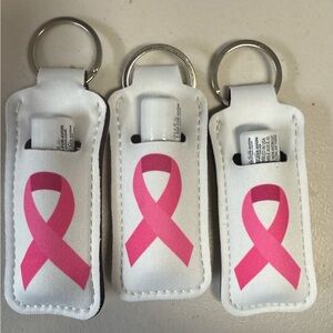 Pink Ribbon Lip Balm / USB Holder Keychain